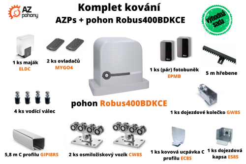 Sada kování AZPs + pohon ROBUS400BDKCE až do 5,5 m průjezdu